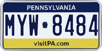 PA license plate MYW8484