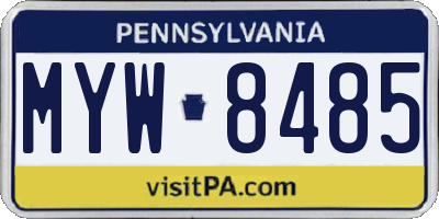 PA license plate MYW8485