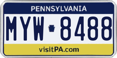PA license plate MYW8488