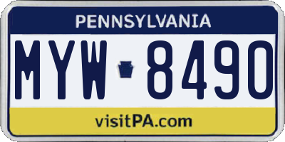 PA license plate MYW8490