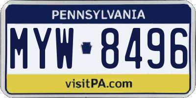 PA license plate MYW8496