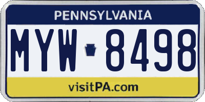 PA license plate MYW8498