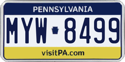 PA license plate MYW8499