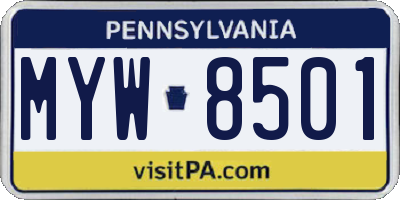 PA license plate MYW8501