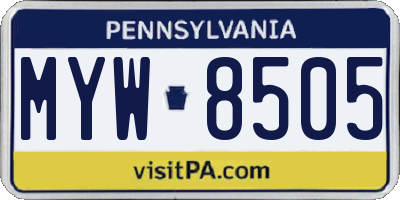 PA license plate MYW8505
