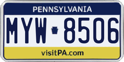 PA license plate MYW8506