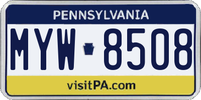 PA license plate MYW8508