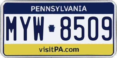 PA license plate MYW8509