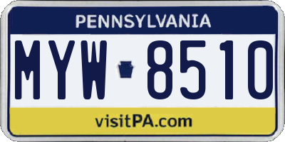 PA license plate MYW8510