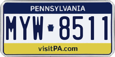 PA license plate MYW8511