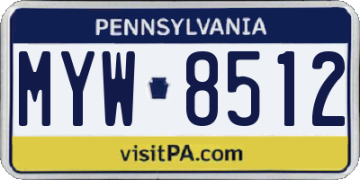 PA license plate MYW8512