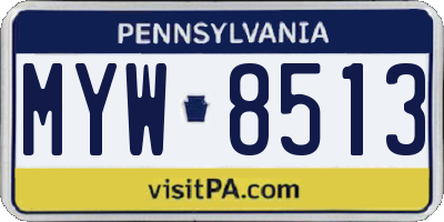 PA license plate MYW8513