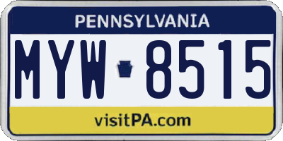 PA license plate MYW8515