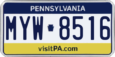 PA license plate MYW8516