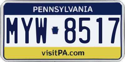 PA license plate MYW8517