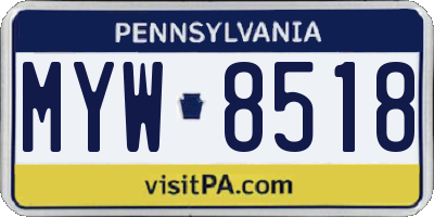 PA license plate MYW8518