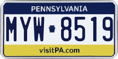 PA license plate MYW8519