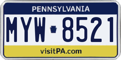 PA license plate MYW8521