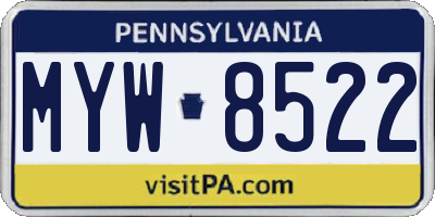 PA license plate MYW8522