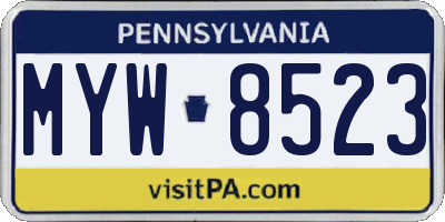 PA license plate MYW8523