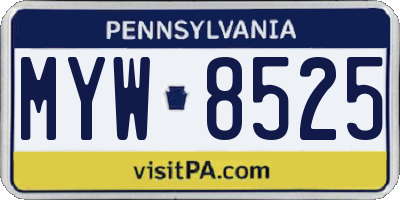 PA license plate MYW8525