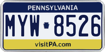 PA license plate MYW8526