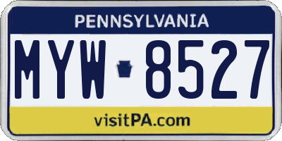 PA license plate MYW8527