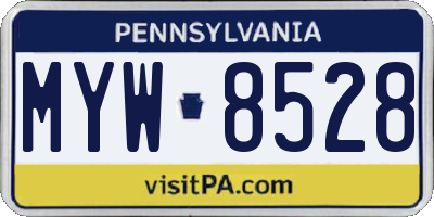 PA license plate MYW8528