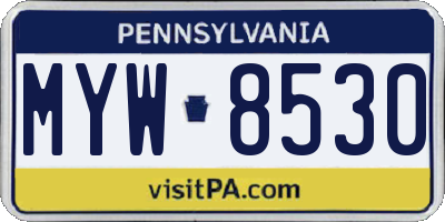 PA license plate MYW8530