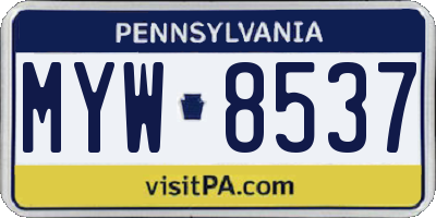 PA license plate MYW8537