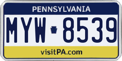 PA license plate MYW8539