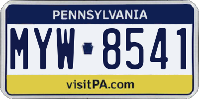PA license plate MYW8541