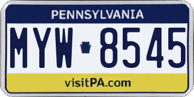 PA license plate MYW8545