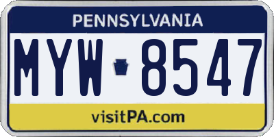 PA license plate MYW8547