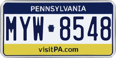 PA license plate MYW8548