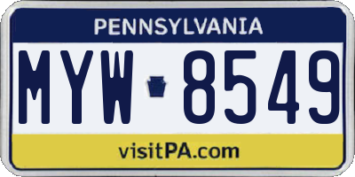 PA license plate MYW8549