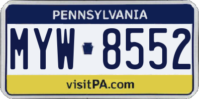 PA license plate MYW8552