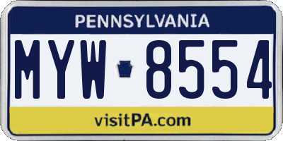 PA license plate MYW8554