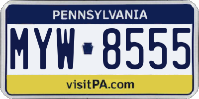 PA license plate MYW8555