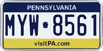 PA license plate MYW8561