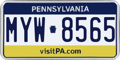 PA license plate MYW8565