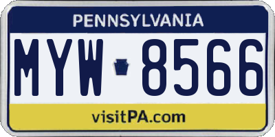 PA license plate MYW8566