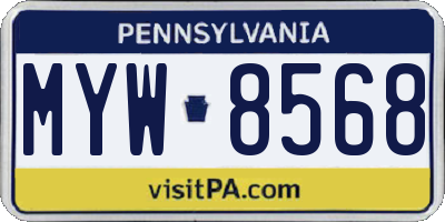 PA license plate MYW8568