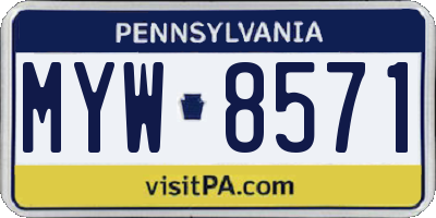 PA license plate MYW8571