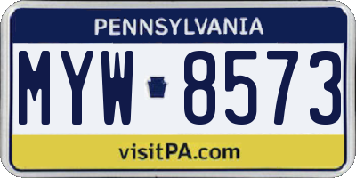 PA license plate MYW8573