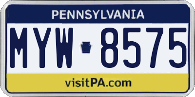 PA license plate MYW8575