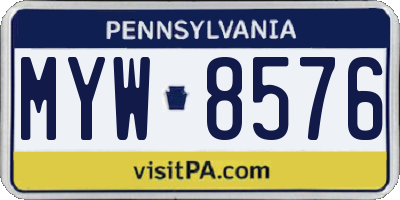 PA license plate MYW8576