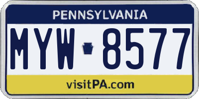 PA license plate MYW8577