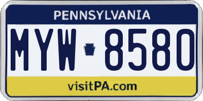 PA license plate MYW8580