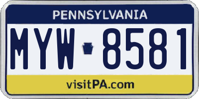 PA license plate MYW8581